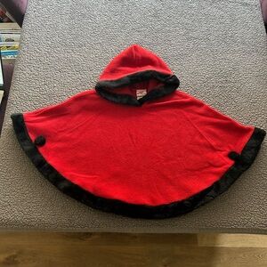 Kids Red Hooded Poncho